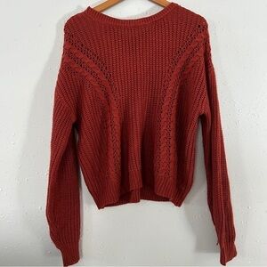 🦋 No Boundaries Burnt Orange Crew Neck Cross Back Sweater Fall Comfy Casual XL